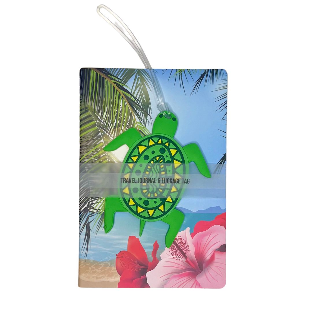 Tropical Travel Journal & Sea Turtle Luggage Tag Set