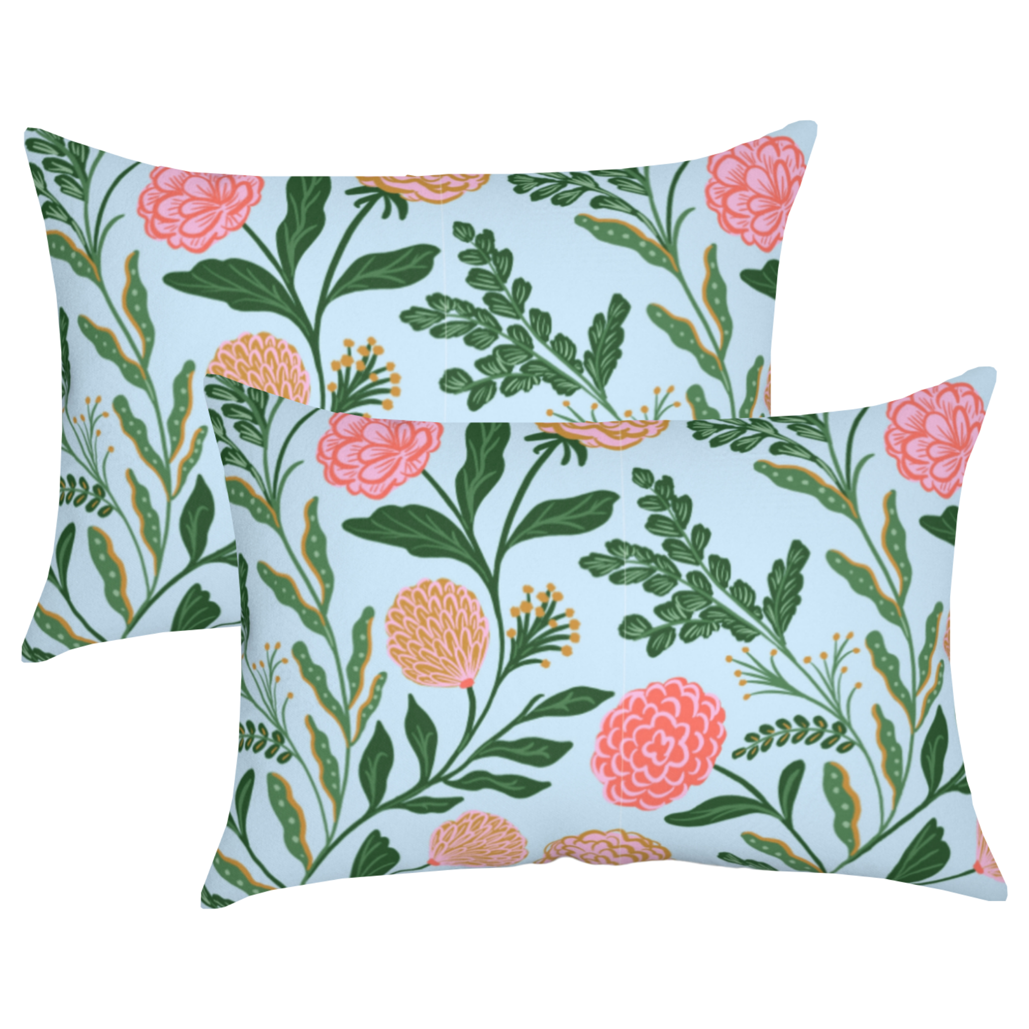 Blue Floral Satin Pillowcase