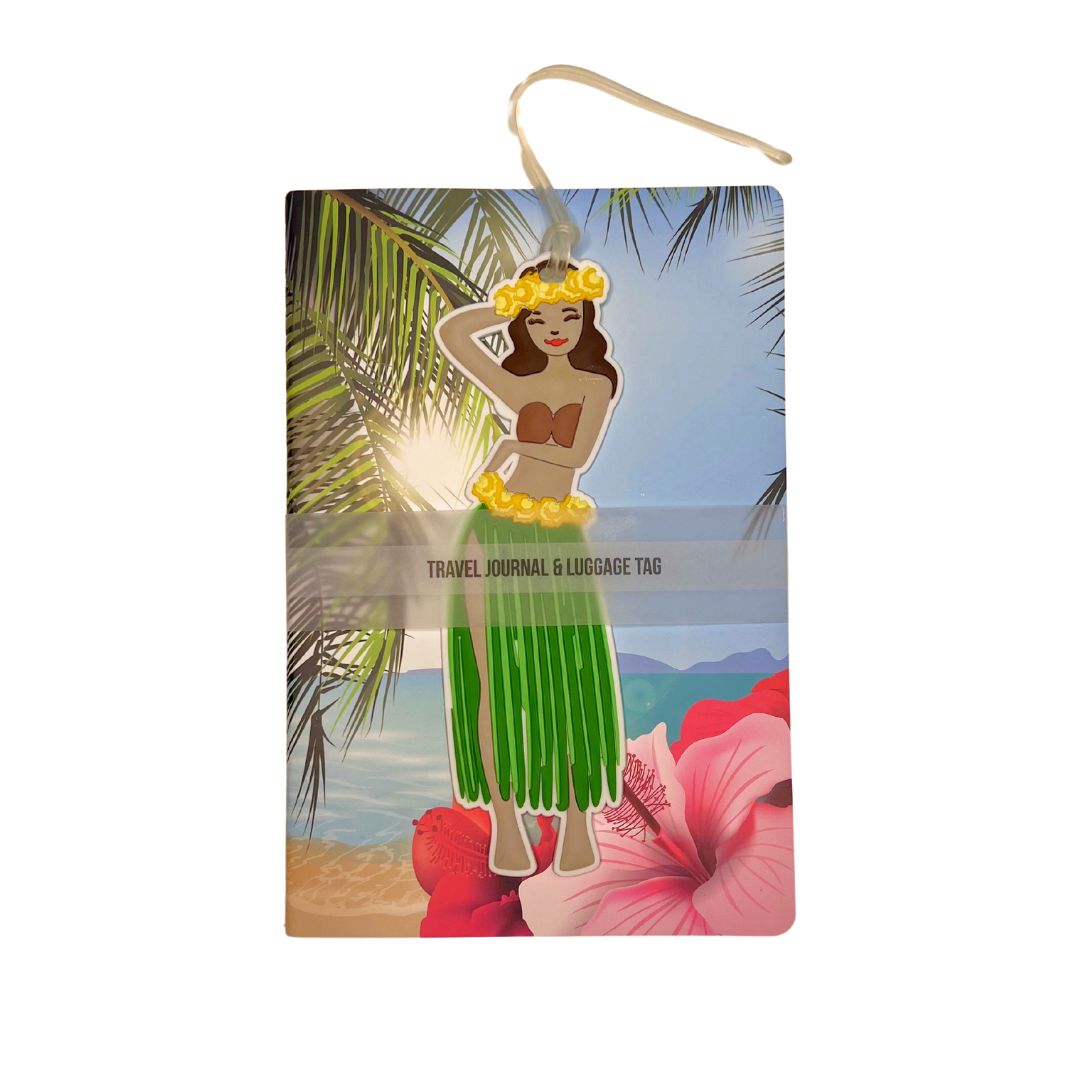 Tropical Travel Journal & Hula Girl Luggage Tag Set