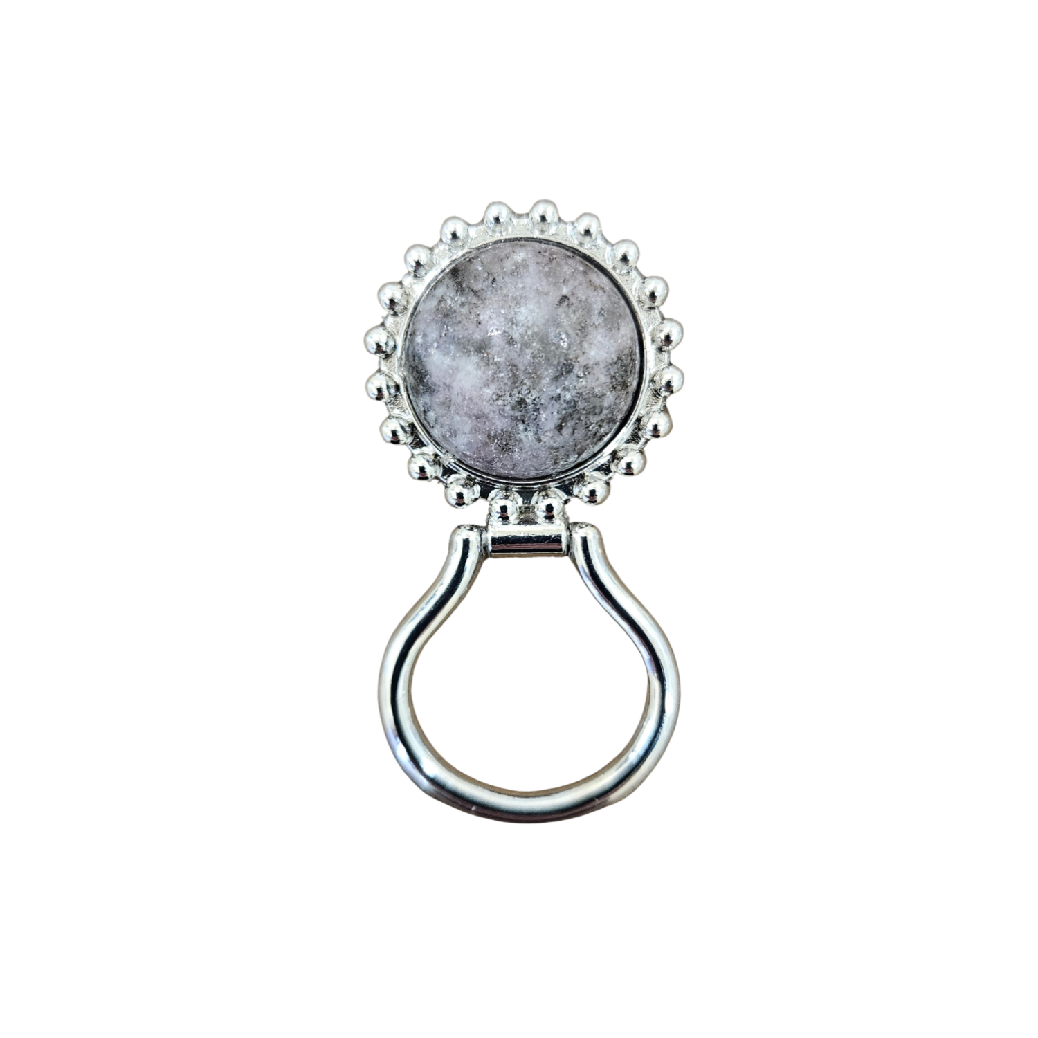 Purple agate beaded eyeglass hanger with decorative metal accents