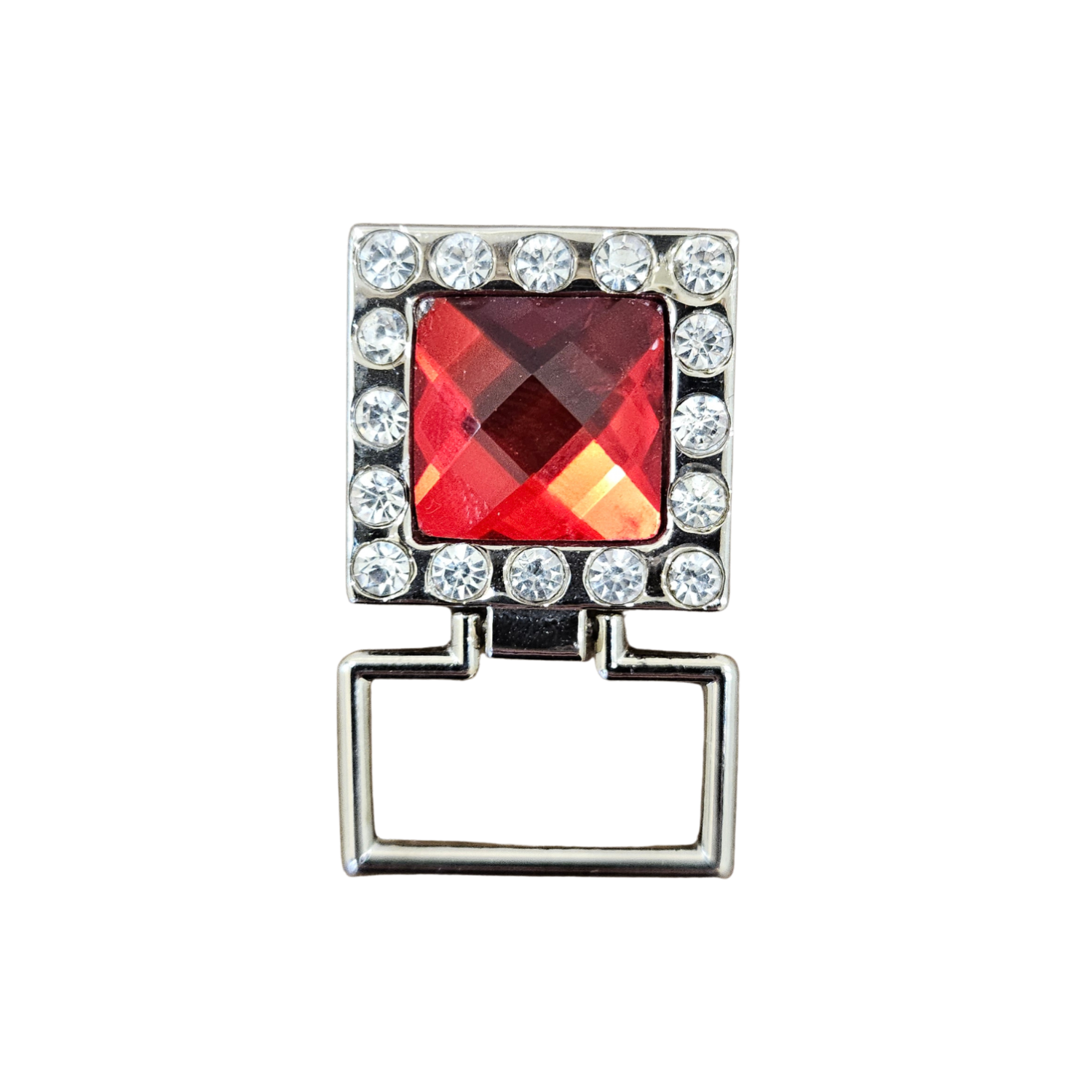 Red bling eyeglass hanger with sparkling crystal accents