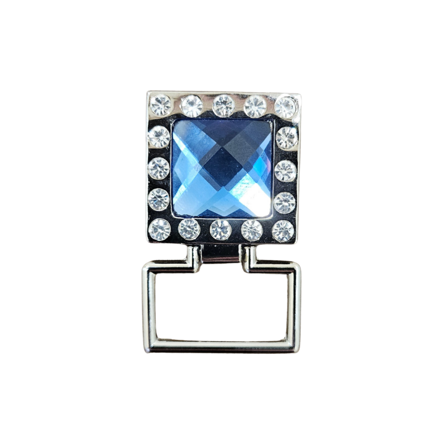 Dark blue bling eyeglass hanger with sparkling crystal accents