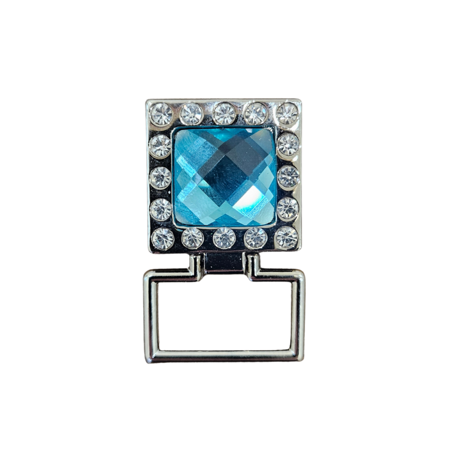 Turquoise bling eyeglass hanger with sparkling crystal accents