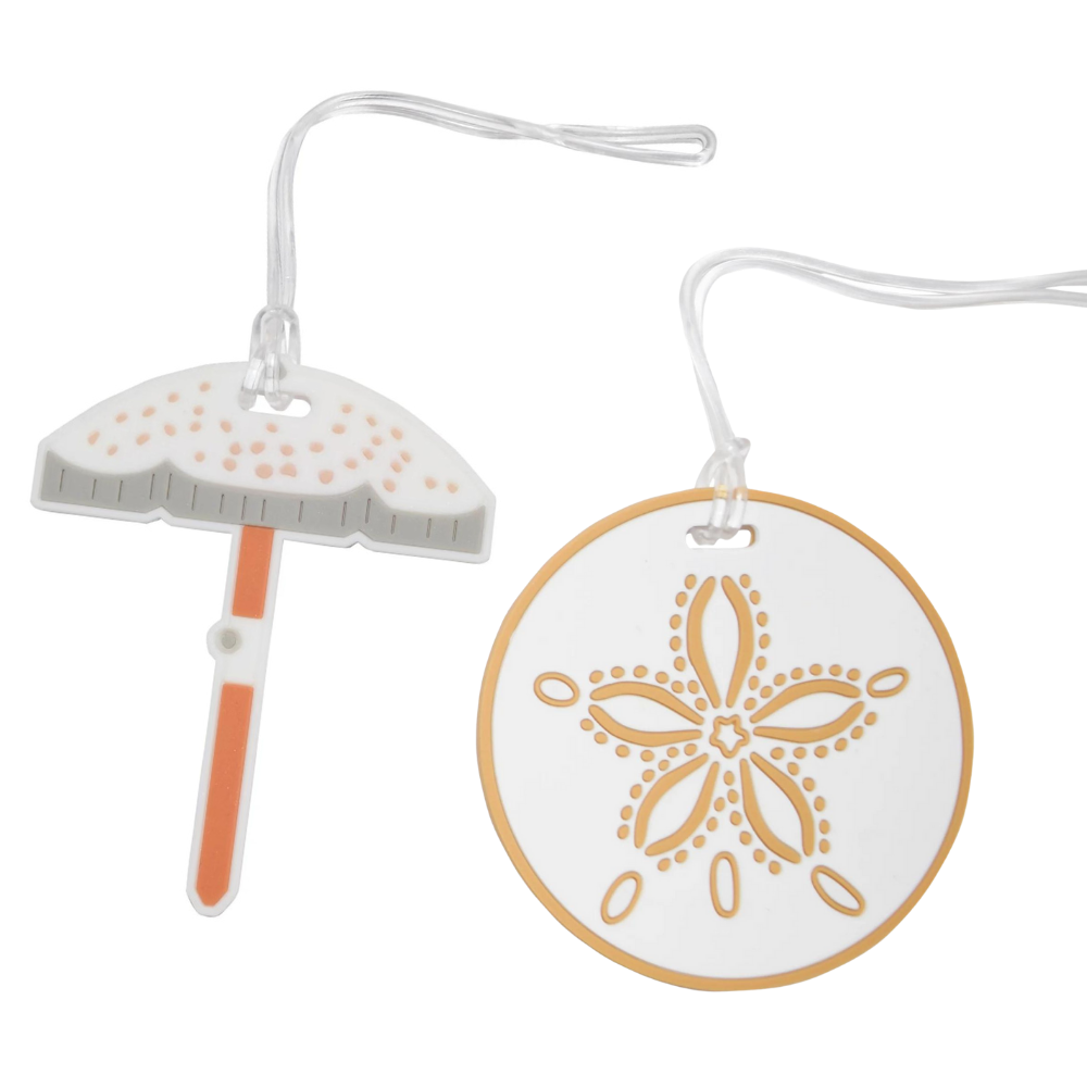 Umbrella & Sand Dollar Silicone Luggage Tag Set of 2