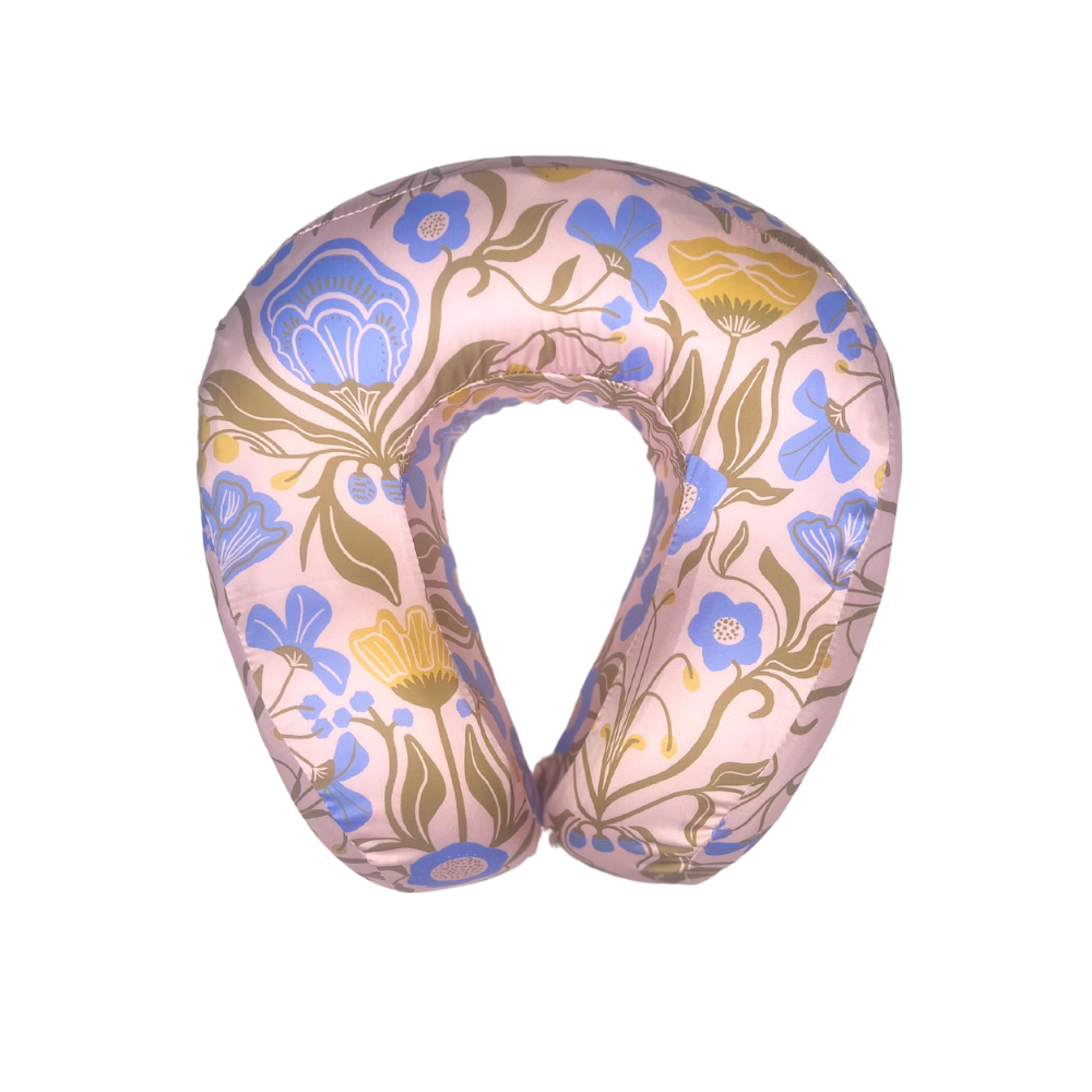 Amalfi Lemon Satin Memory Foam Neck Pillow