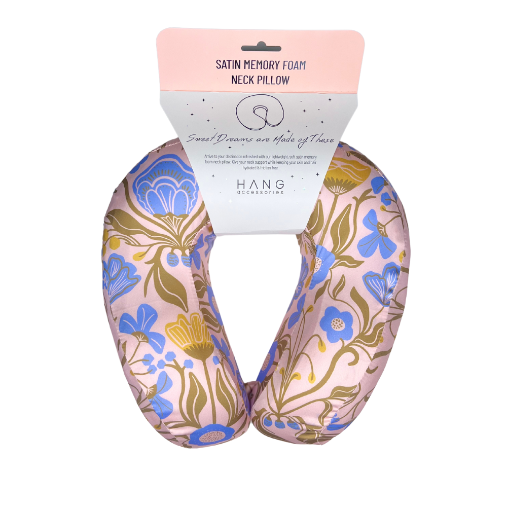 Amalfi Lemon Satin Memory Foam Neck Pillow