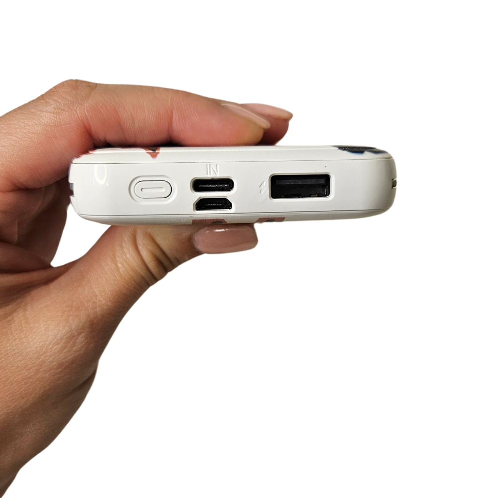 Blue Floral Portable Phone Charging Bank