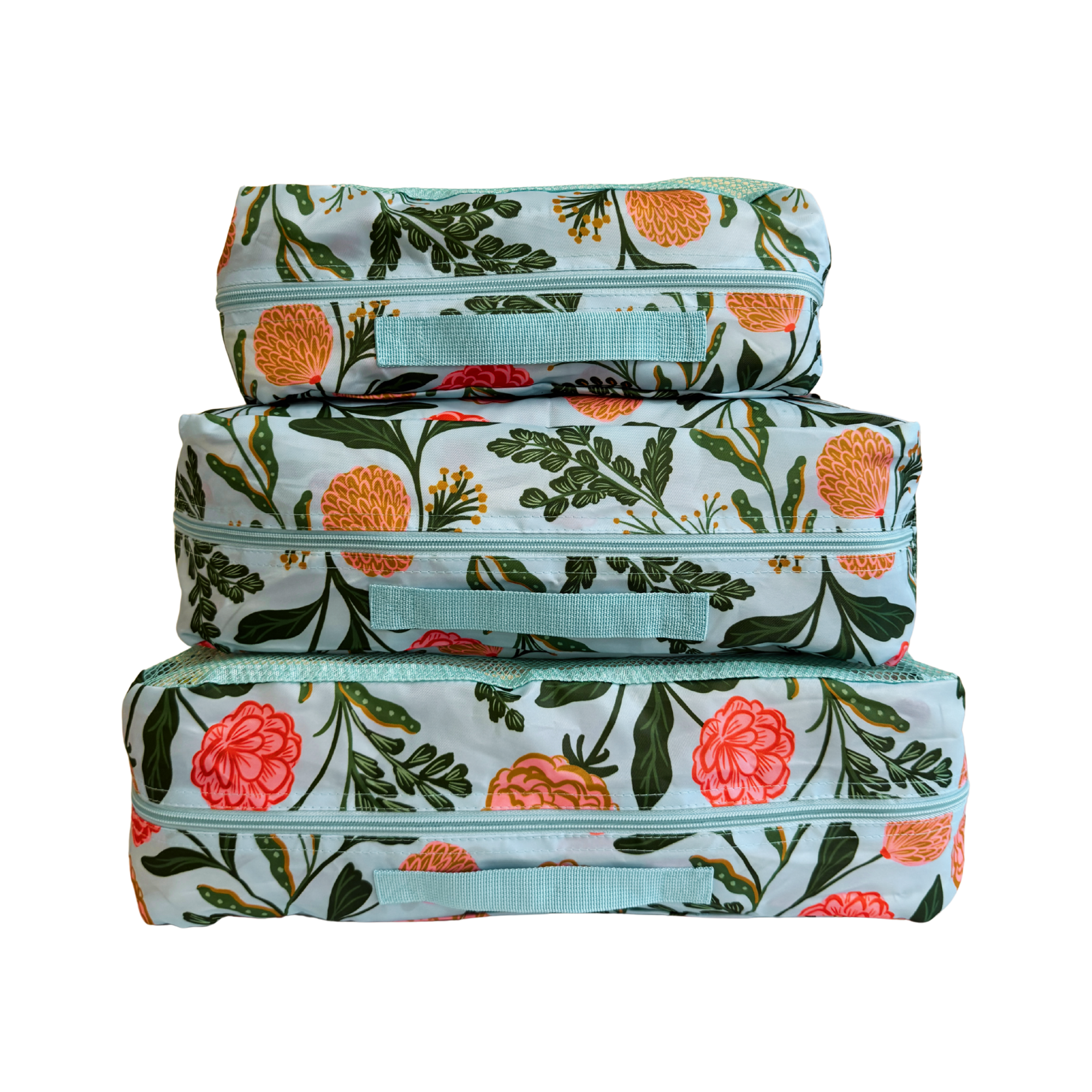 Blue Floral 3 Piece Packing Cube Set