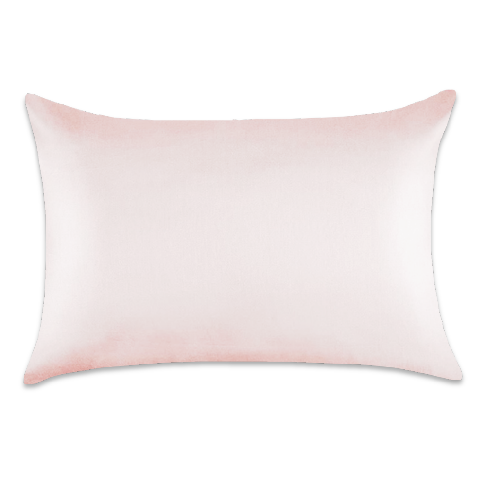 Satin pillowcase in solid pale blush pink.