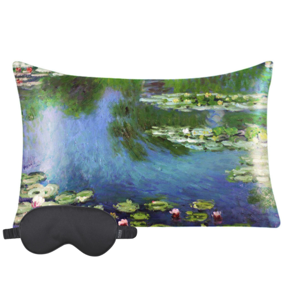Water Lilies Eye Mask & Water Lilies Pillowcase Satin Set