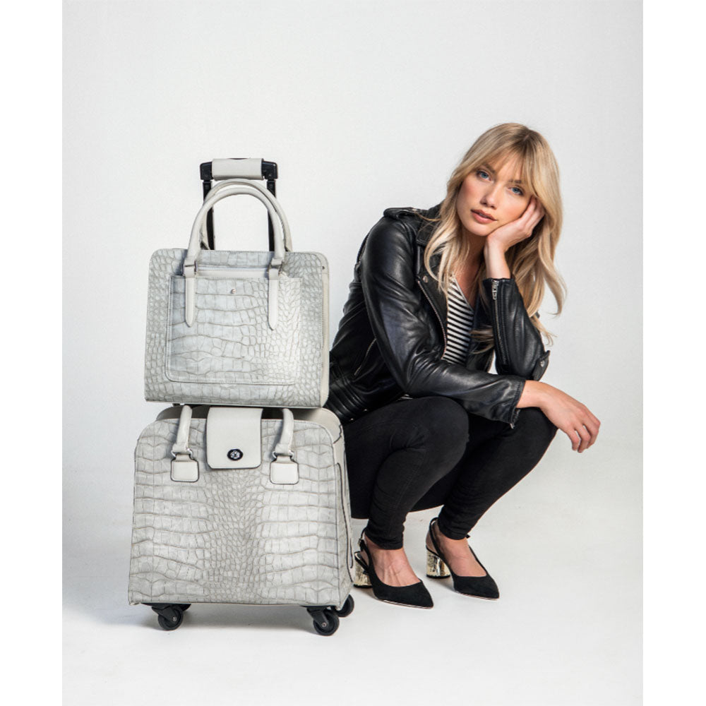 Harlequin Rolling Carry-On Grey Croc