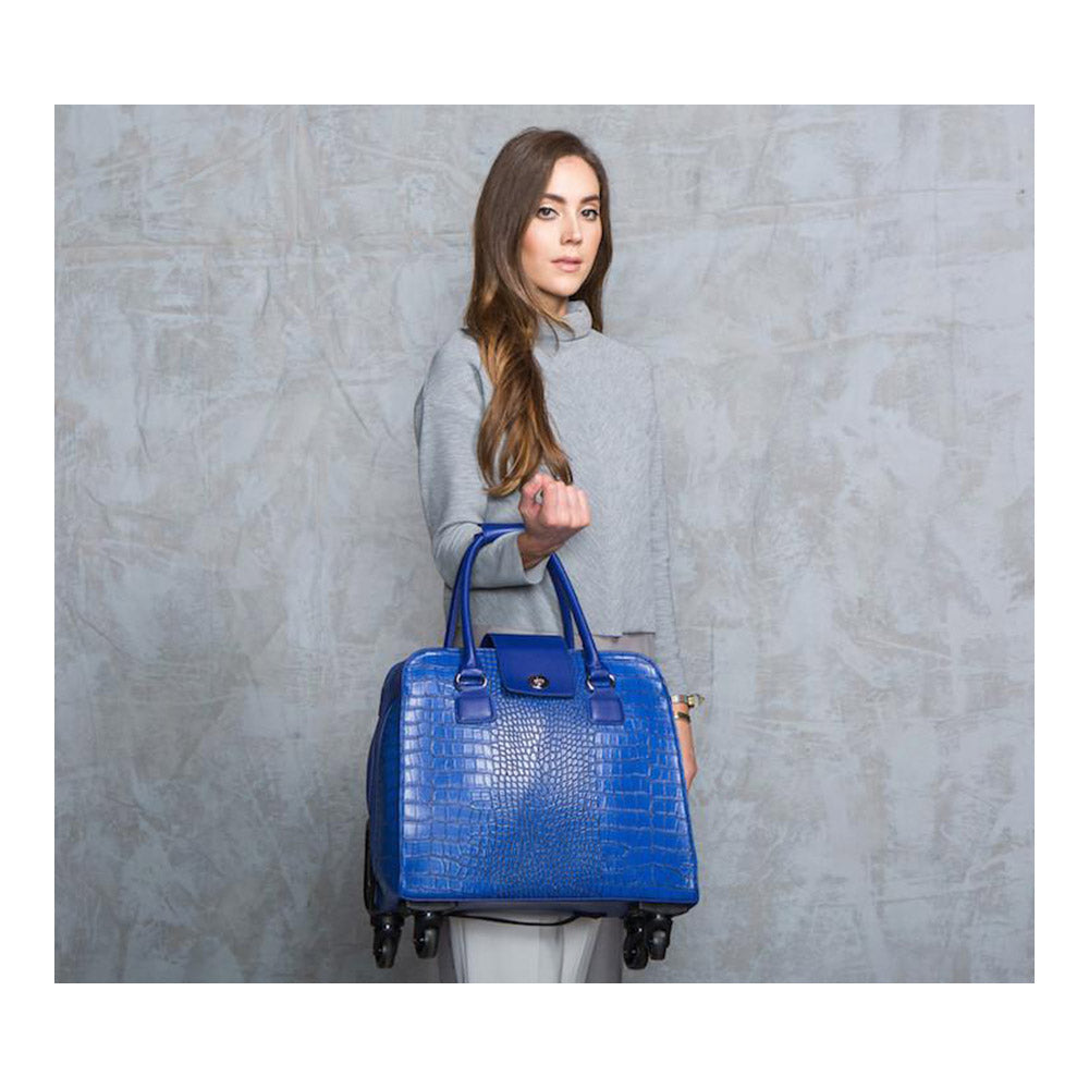 Blue Crocodile Rolling Trolley Bag - Harlequin Collection – Hang ...