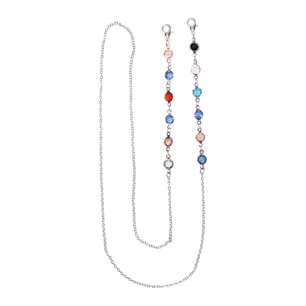 Face Mask Chain Silver/Colored Beaded