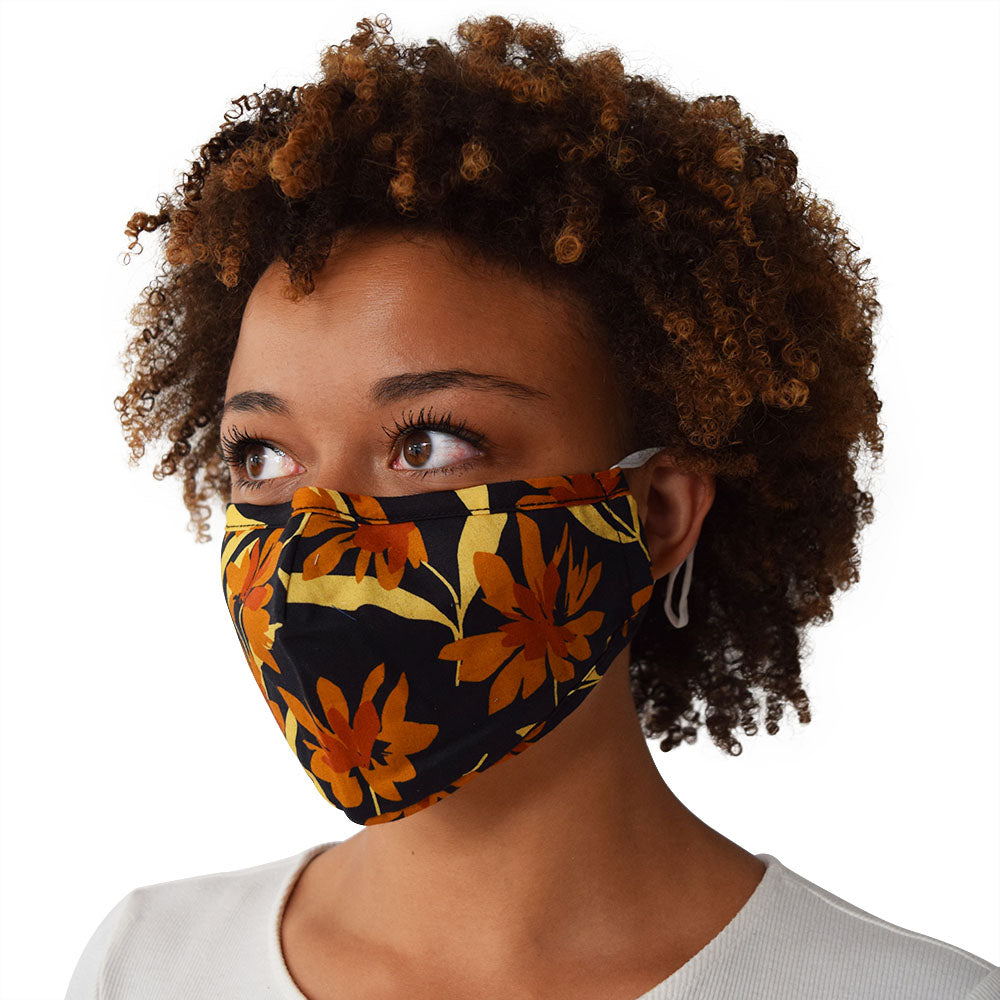 Face Mask Black Floral