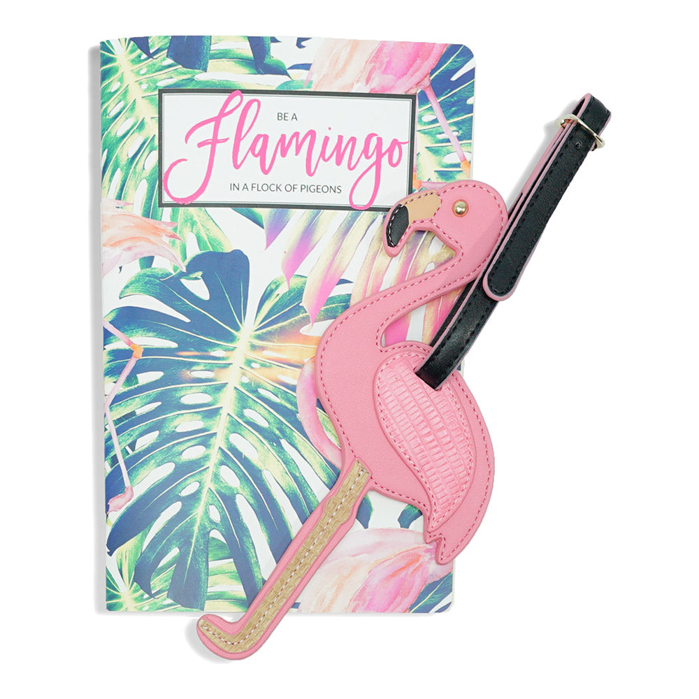 Travel Journal & Luggage Tag Set Flamingo