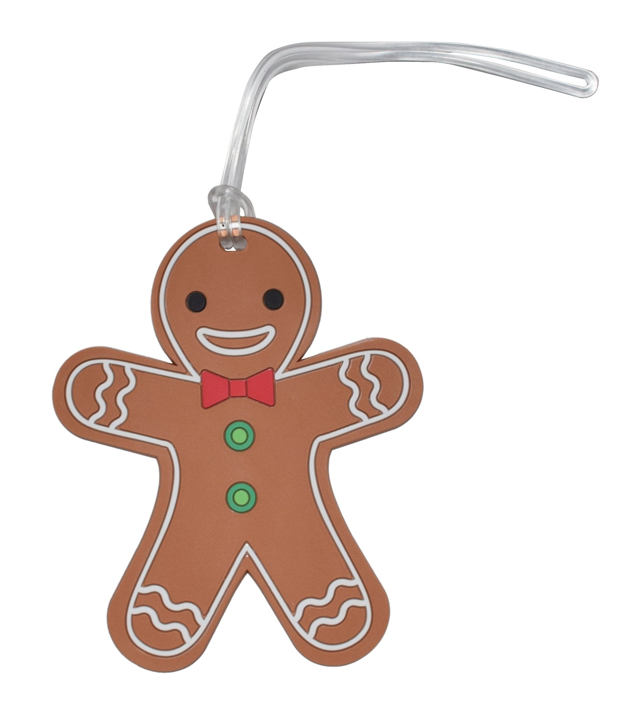 Silicone Holiday Luggage Tag Happy Gingerbread