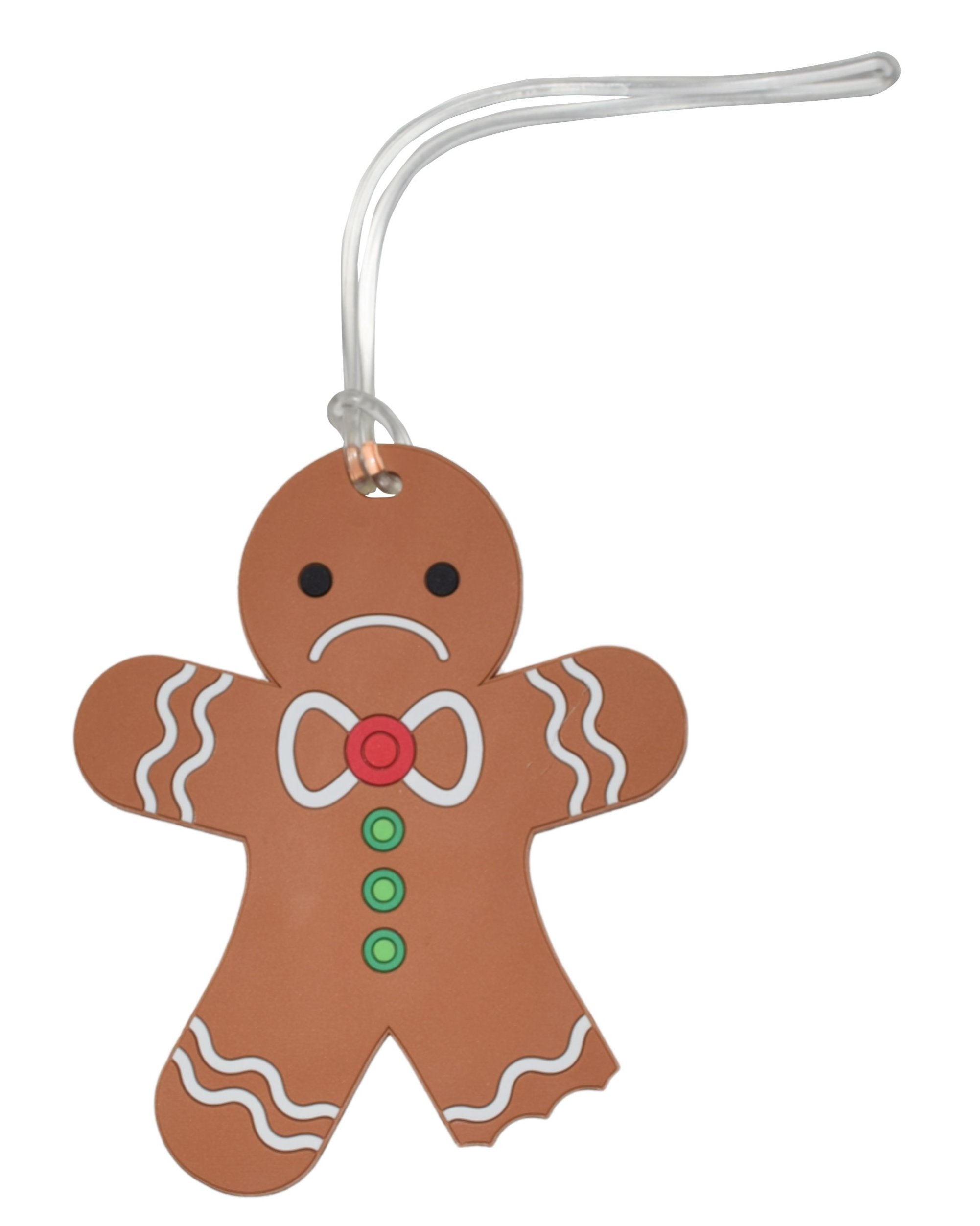 Silicone Holiday Luggage Tag Sad Gingerbread