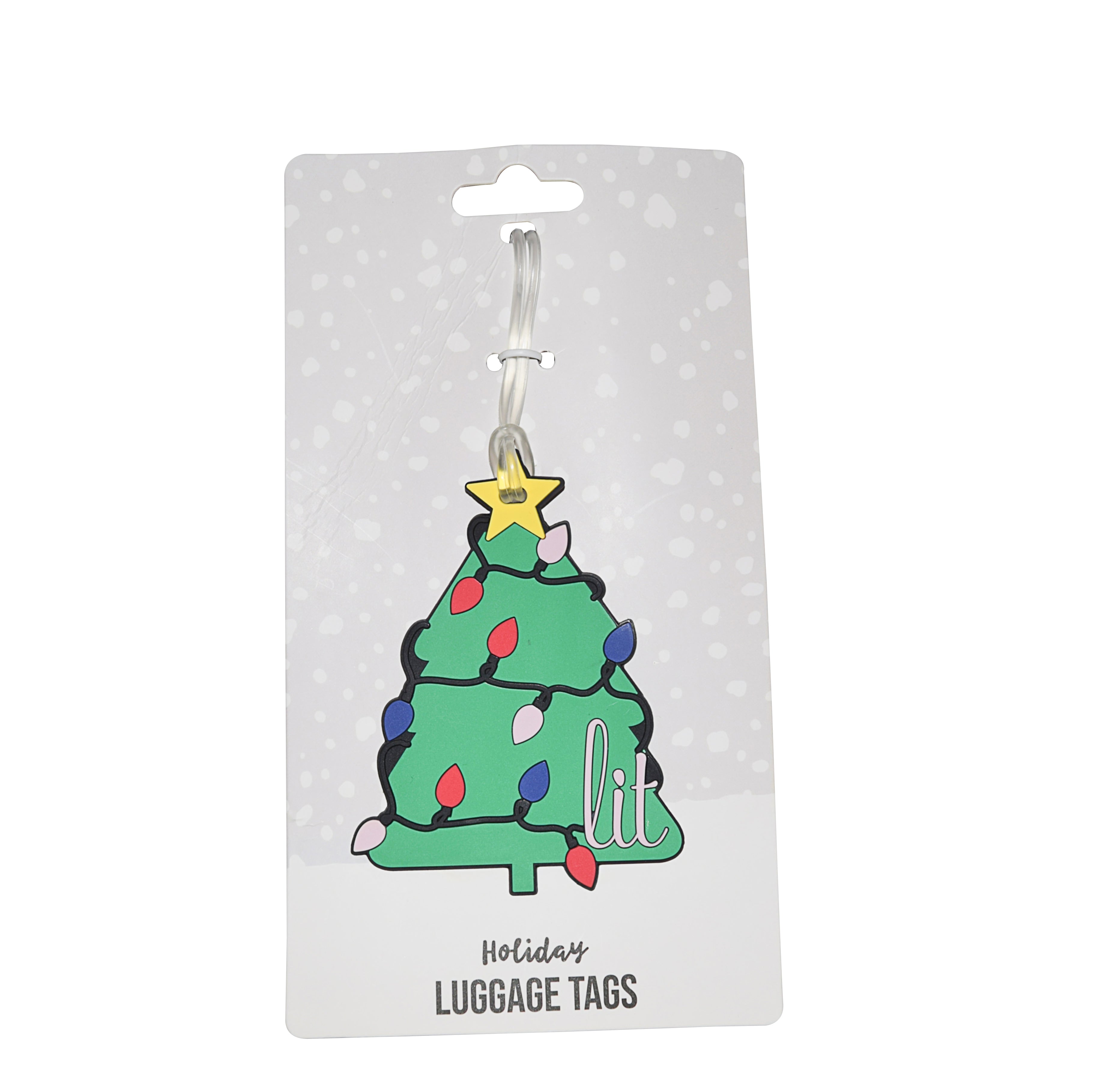 Silicone Holiday Luggage Tag Lit Christmas Tree