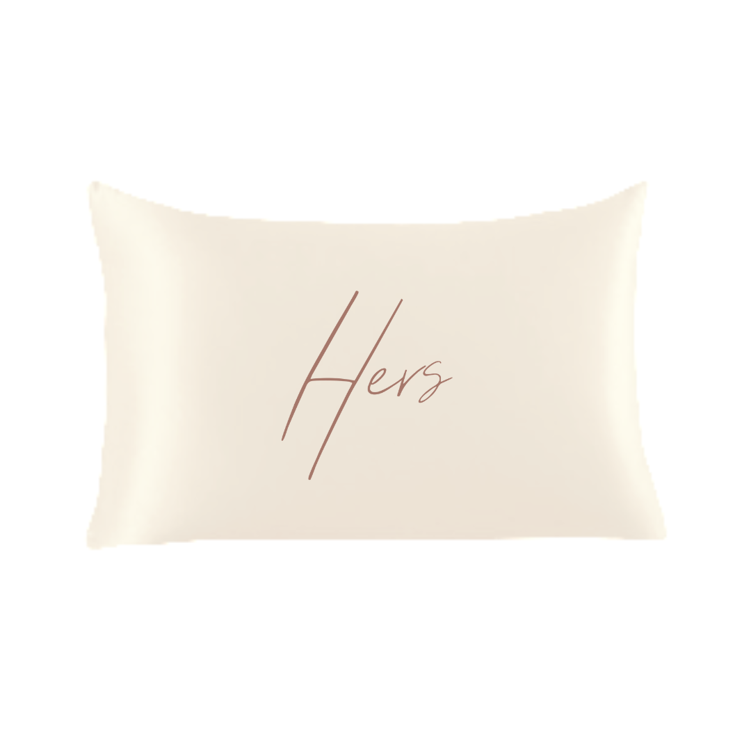Hers Ivory Satin Pillowcase