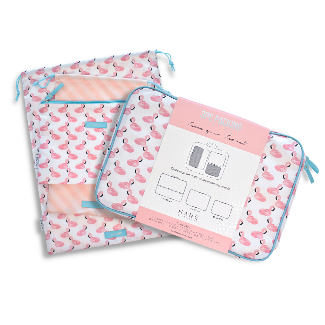 Pink flamingo top packing cubes