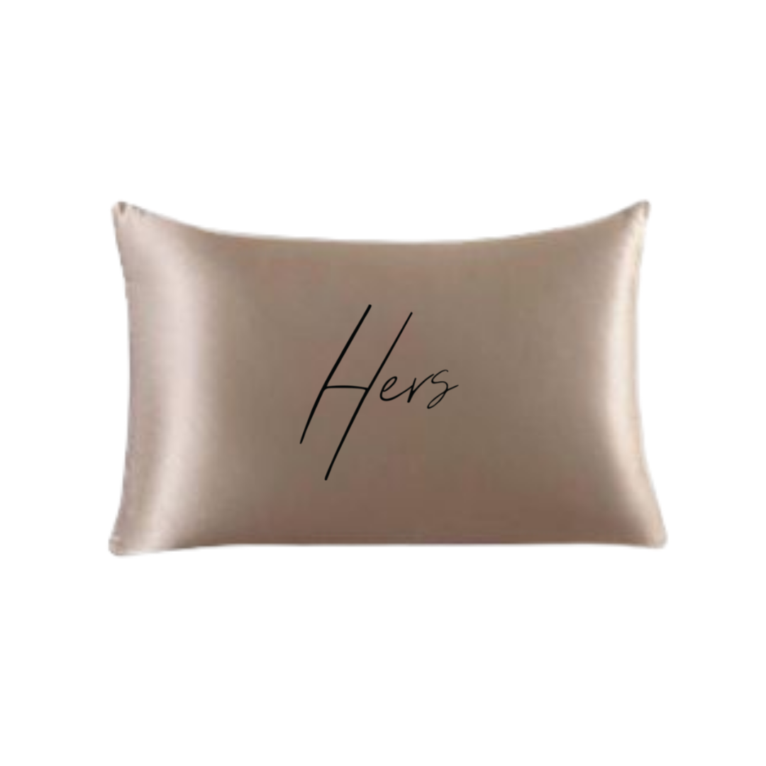 Hers Taupe Satin Pillowcase