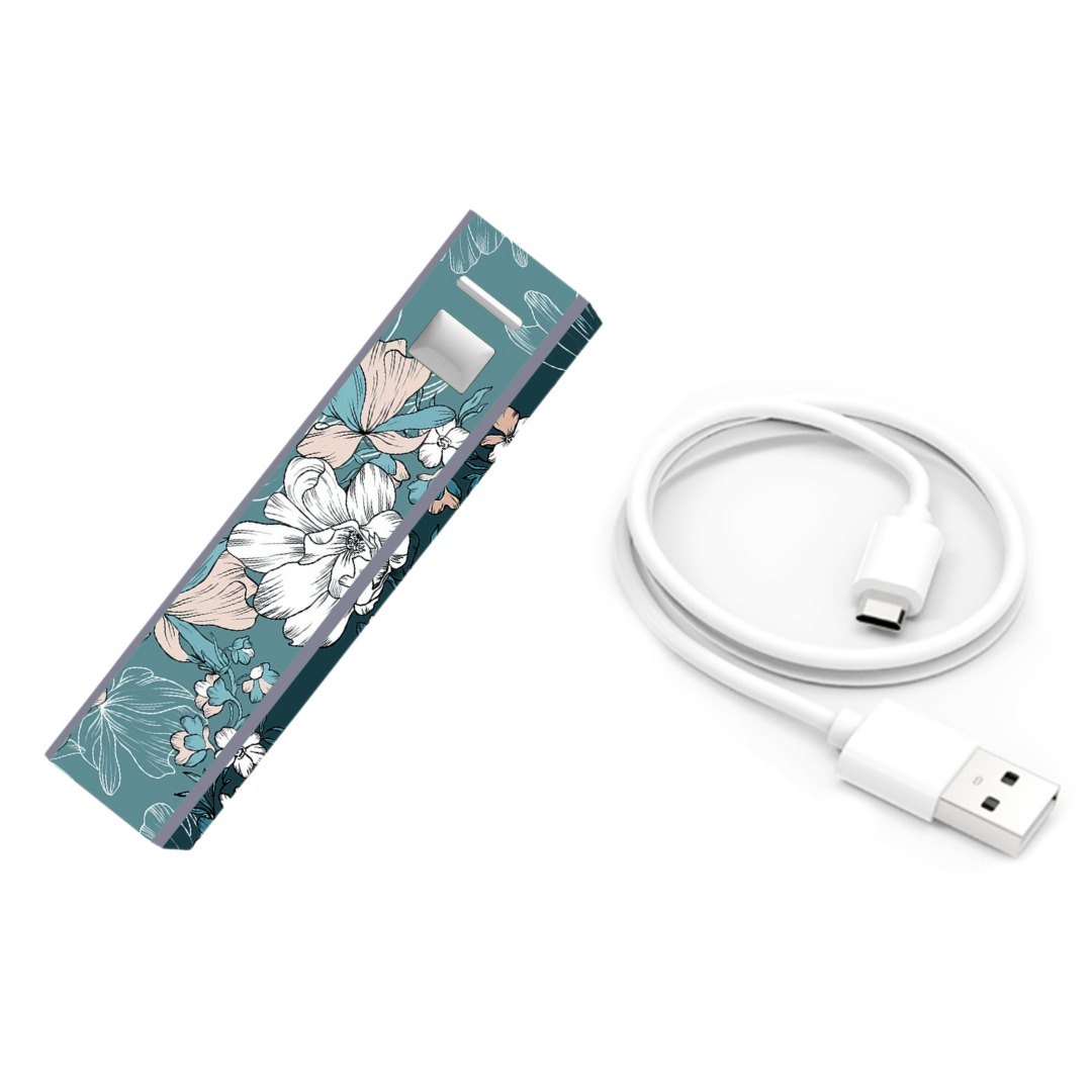 Portable Phone Charger Blue Floral