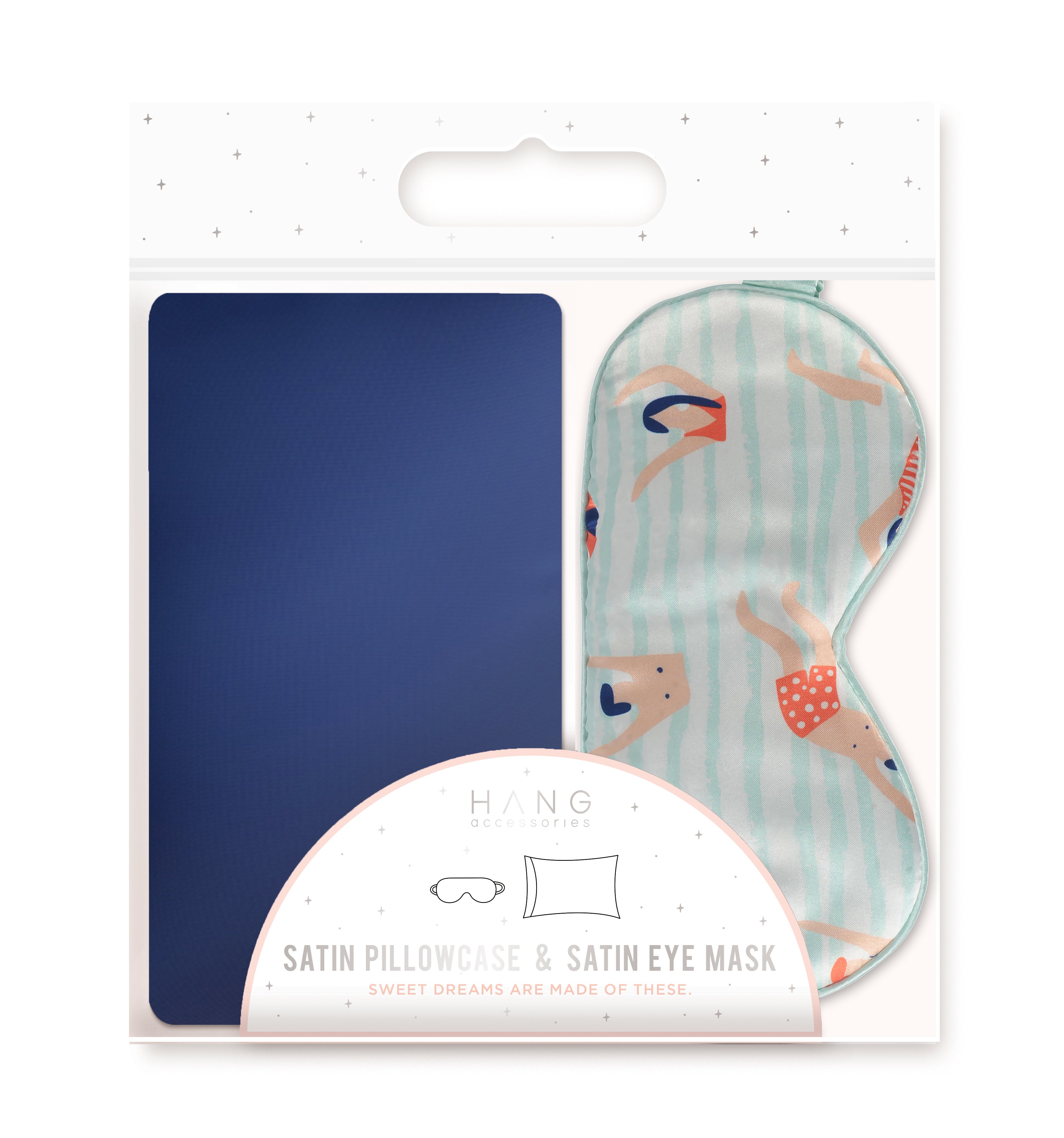 Swimmers Eye Mask & Ocean Blue Pillowcase Satin Set