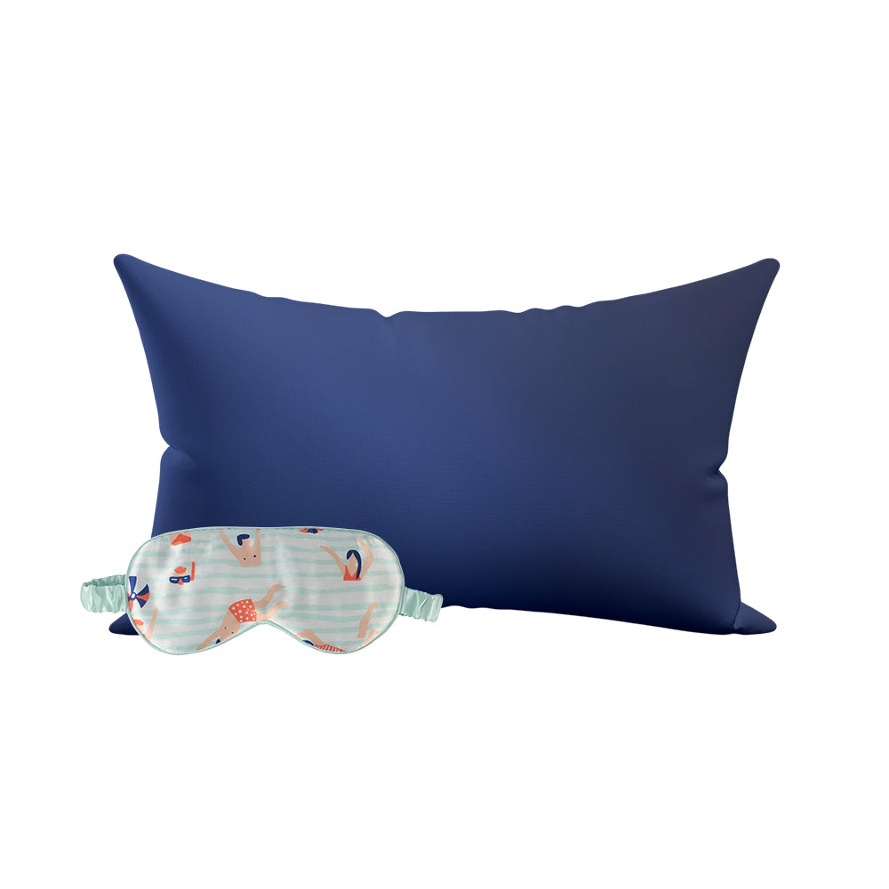 Swimmers Eye Mask & Ocean Blue Pillowcase Satin Set