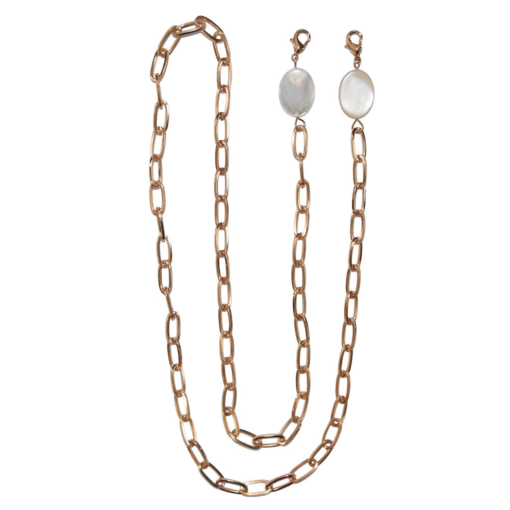 Face Mask Chain Gold Paper Clip/Pearl Bead